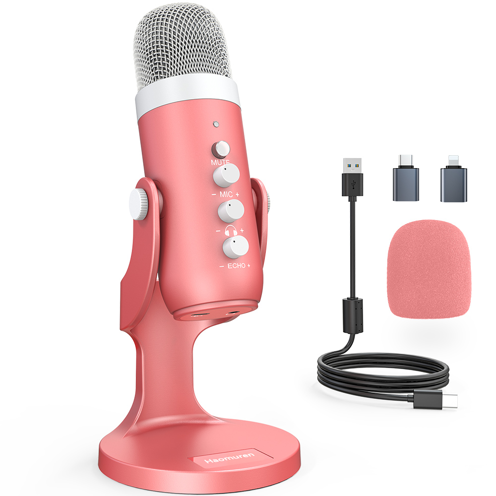 Pc Gaming Pink - Haomuren microfone condensador usb rosa, microfone